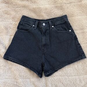 Levis Shorts Womens 27 Black High Waisted Mom Shorts 3" Inseam Relaxed Fit Denim